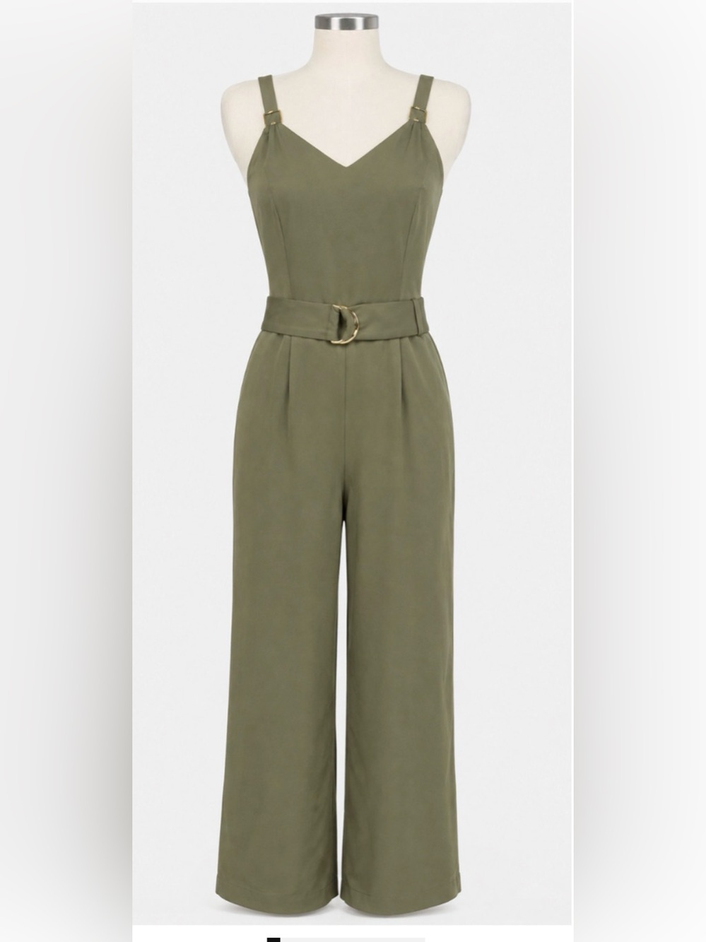 NEW WHITE HOUSE BLACK MARKET DUSTY OLIVE SLEEVELESS CREPE ONE PIECE JUMPSUIT 0